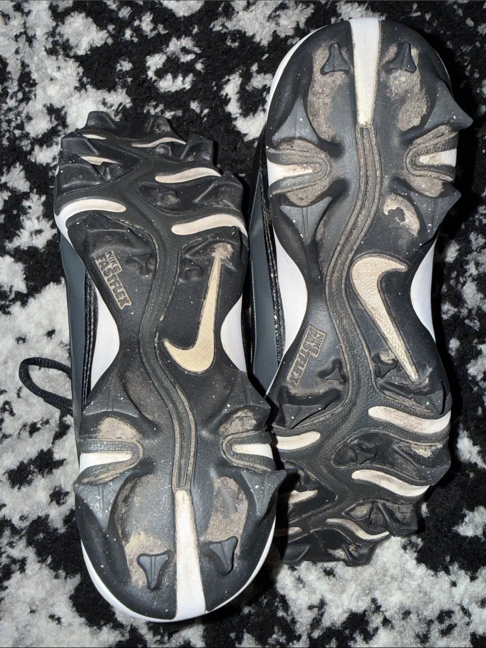Nike Alpha Menace Black and White Athletic cleats with Silver Accents size 4.5